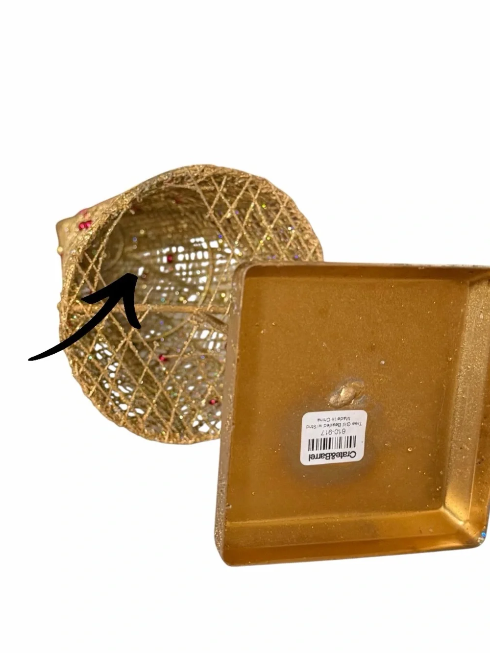 Set of 2 Crate and Barrel Metallic Gold Wire Cone Tabletop Christmas Trees 19”
